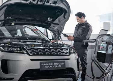 Land Rover vehicle receiving professional service
